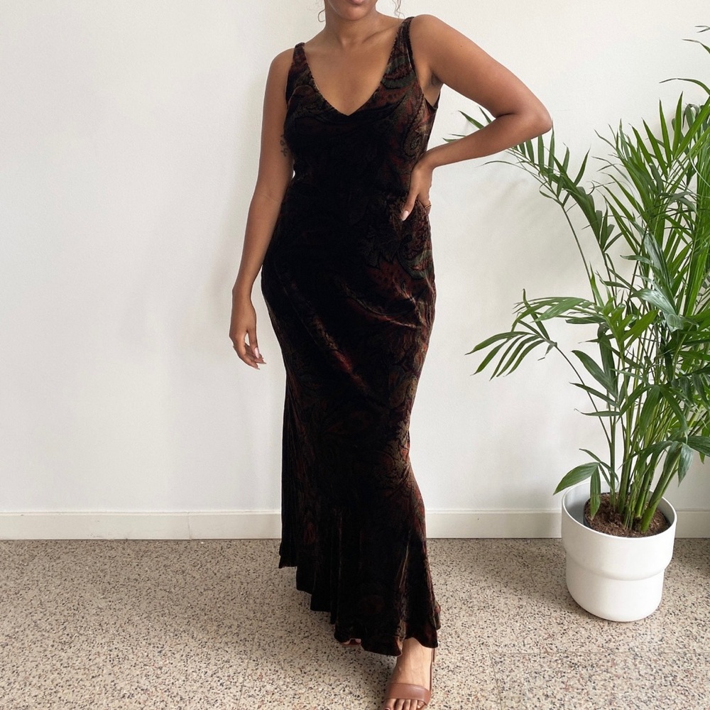 Vintage Ralph Lauren Velvet Paisley Dress